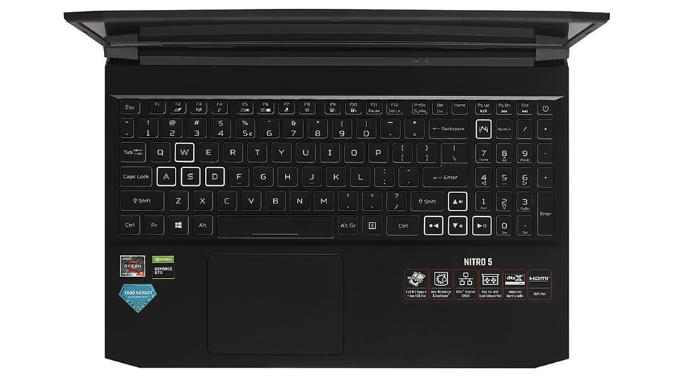 Laptop Acer Nitro 5 AMD AN515-45-R6EV NH.QBMSV.006 được trang bị bàn phím fullsize
