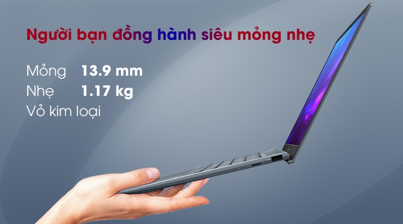 Thiết kế laptop Asus Zenbook 14 UX425EA-BM069T mỏng nhẹ