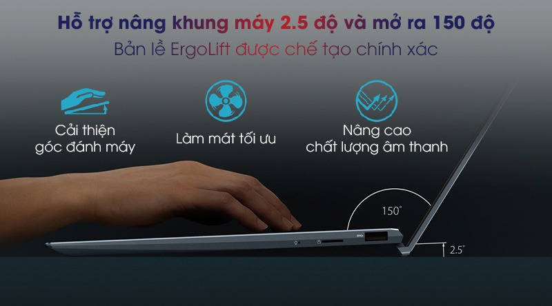 Bàn lề laptop Asus Zenbook 14 UX425EA-BM069T sáng tạo