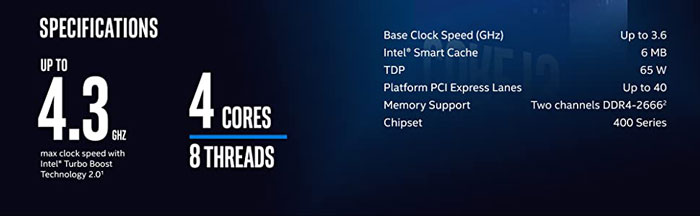 thông số kỹ thuật cpu intel core i3 10100f