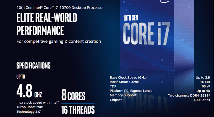 cpu intel core i7 10700