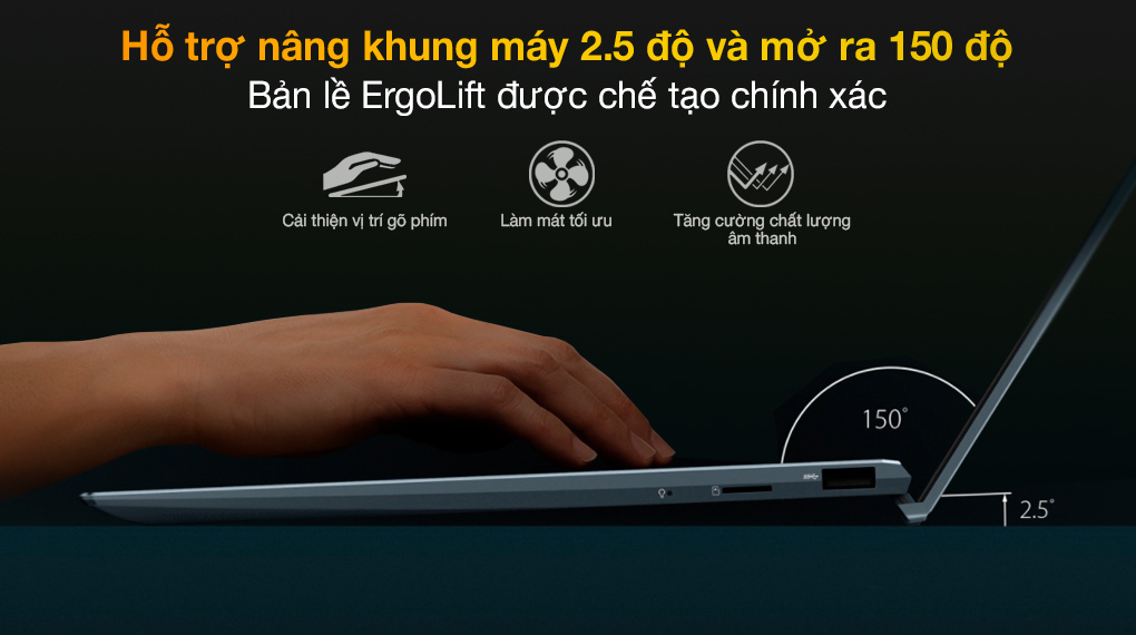 Bản lề Laptop Asus Zenbook 14 UX425EA-KI429T thông minh