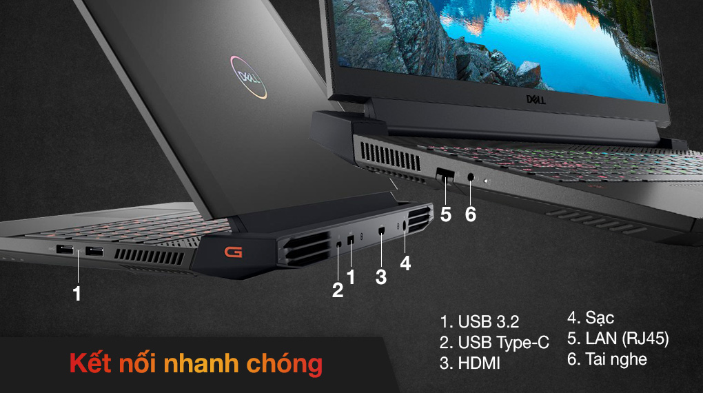 Kết nối của Laptop Dell Gaming G5 15 5511 nhanh chóng
