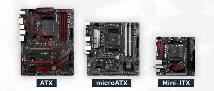 bo mạch chủ phổ biến là ATX, Micro ATX và Mini ITX