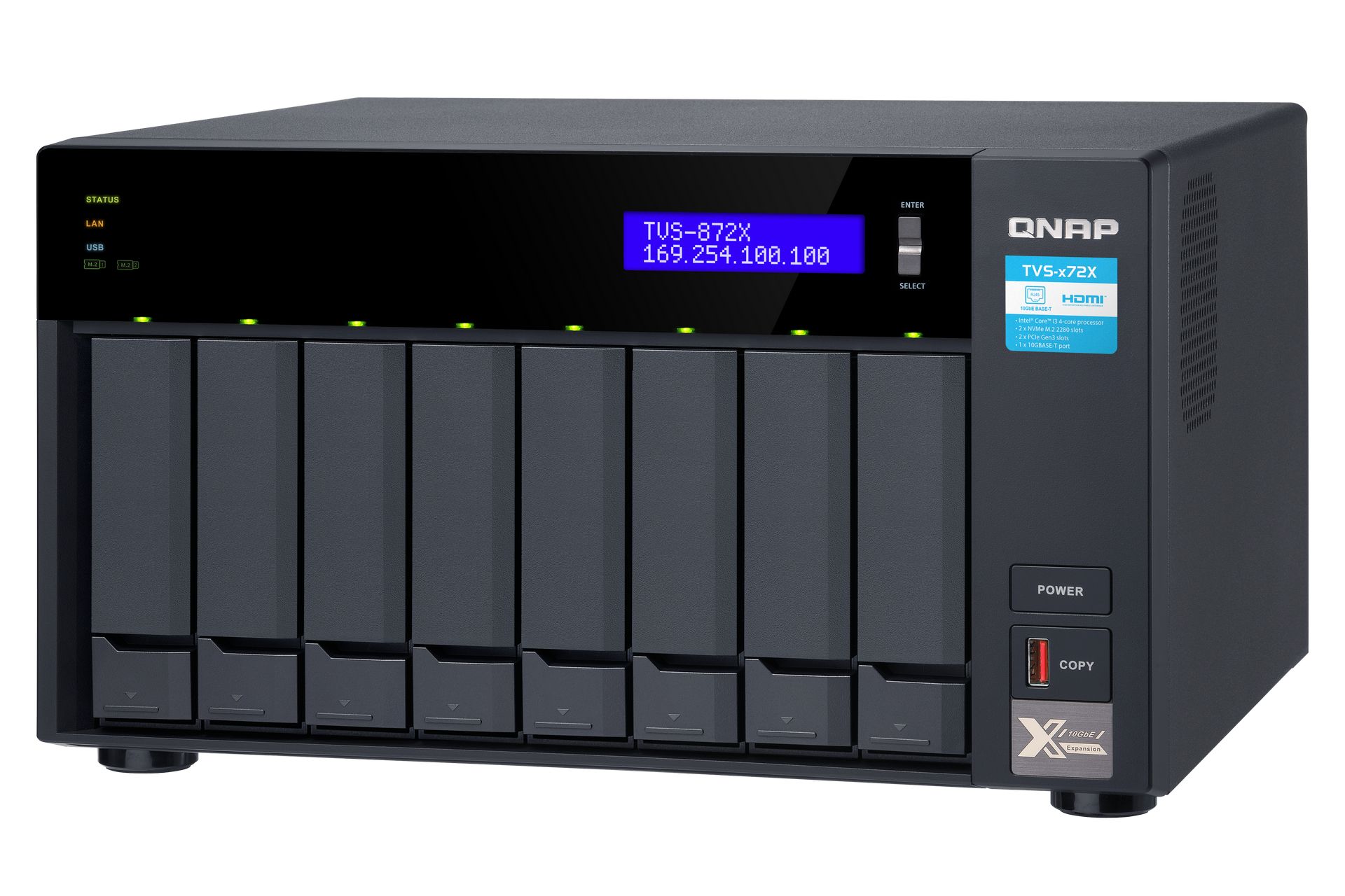 QNAP TVS-872X-i5-8G: Đây là một thiết bị máy chủ lưu trữ đa chức năng từ QNAP, hỗ trợ tới 8 ổ cứng và khả năng kết nối nhanh chóng với các thiết bị khác như máy tính, máy chủ và thiết bị di động. Với CPU i5 và bộ nhớ 8G, nó sẽ có hiệu suất tốt nhất để quản lý và sao lưu dữ liệu của bạn.